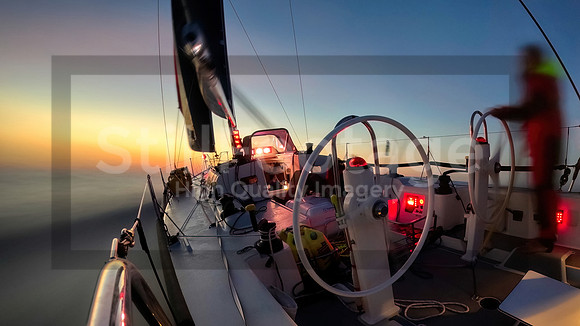 Sailing into Sunset, halfway between Bermuda and the USA.
